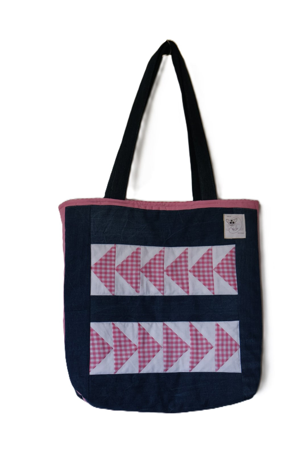 Pink Gingham Flying Geese Jean Bag