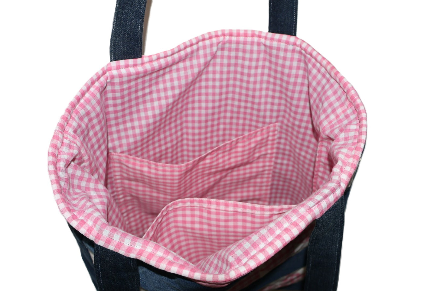 Pink Gingham Flying Geese Jean Bag
